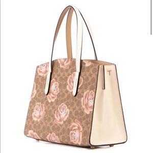 Coach Charlie Carryall Coated Canvas Rose Print